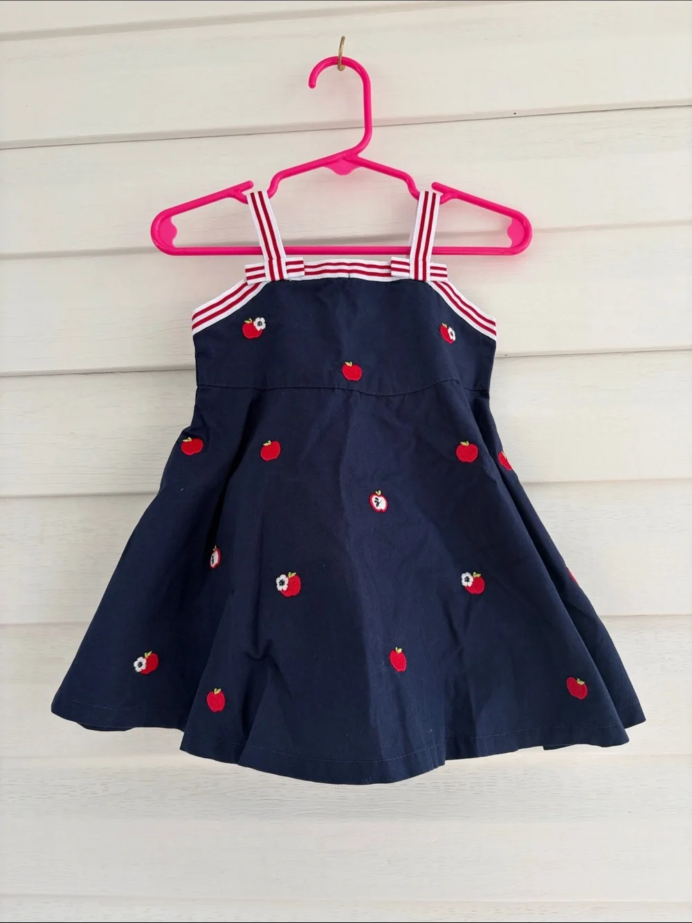 Gymboree Vintage Y2K Apple Dress 6-12 Months NWT Navy Cotton Baby Dress